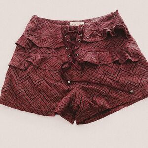 Moon River wine Lace-Up Ruffle Mini Shorts – Boho Romance whimsygoth S NWT